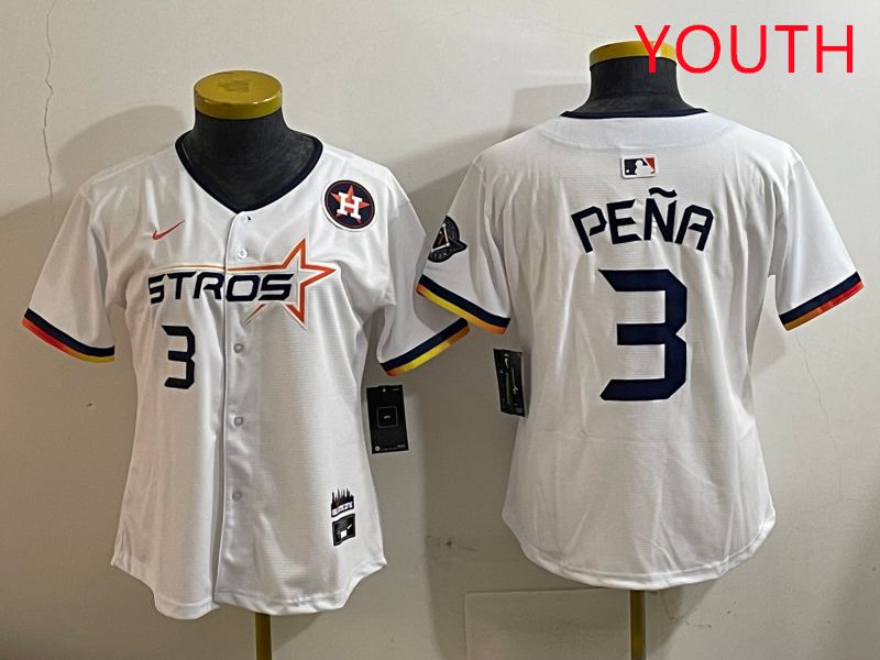 Youth Houston Astros 3 Pena White three generations Joint Name Nike 2025 MLB Jersey style 6